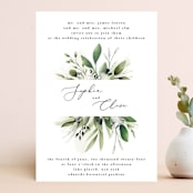 "Greenery Banner" - Wedding Invitations in Navy by Susan Moyal - Front