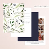 "Greenery Banner" - Wedding Invitations in Navy by Susan Moyal - Back of Card