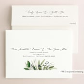 "Greenery Banner" - Wedding Invitations in Navy by Susan Moyal - FREE Recipient Addressing