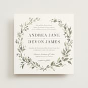 "Watercolor Wreath" - Wedding Invitations in Linen by Katrina Crouch - Front
