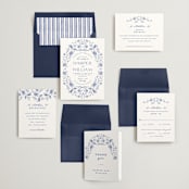 "Daisy Toile" - Wedding Invitations in Blue Willow by Susan Zinader - Invitation Suite