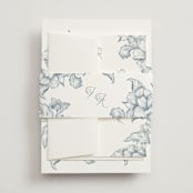 "Wreath In Bloom" - Wedding Invitations in Lake by Leah Bisch - Assembled with Belly Band