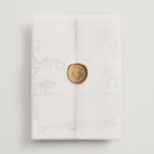 "Wreath In Bloom" - Wedding Invitations in Lake by Leah Bisch - Assembled with Vellum Wrap and Wax Seal