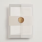 "Arabesque" - Wedding Invitations in Obsidian by Robert and Stella - Assembled with Vellum Wrap and Wax Seal