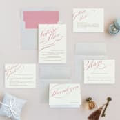 "Winter Flourish" - Wedding Invitations in Petal Pink by Annie Clark - Invitation Suite