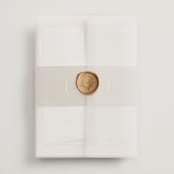 "Understated Elegance" - Wedding Invitations in Buttercream by Brandy Folse - Assembled with Vellum Wrap and Wax Seal