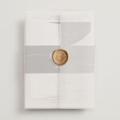 "Engraved" - Wedding Invitations in Charcoal by Claudia Orengo - Assembled with Vellum Wrap and Wax Seal