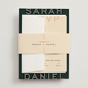 "Top to Bottom" - Wedding Invitations in Evergreen by Kindred Fields - Assembled with Belly Band