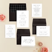 "Perfect Balance" - Wedding Invitations in Onyx by Lauren Chism - Invitation Suite