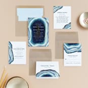 "Gilt Agate" - Wedding Invitations in Navy by Kaydi Bishop - Invitation Suite