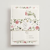 "Ornate" - Wedding Invitations in Peony by Sarah Knight - Assembled with Belly Band