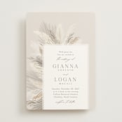 "Pampas & Palms" - Wedding Invitations in Ash by Kaydi Bishop - Front