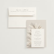 "Pampas & Palms" - Wedding Invitations in Ash by Kaydi Bishop - Invitation with Envelope