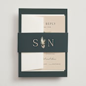 "Arched Pampas" - Wedding Invitations in Basil by Kaydi Bishop - Assembled with Belly Band