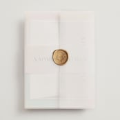 "marshmallow" - Wedding Invitations in Sunrise by Petra Kern - Assembled with Vellum Wrap and Wax Seal