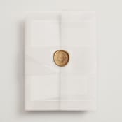"Gossamer" - Wedding Invitations in Sandstone by Kate Ahn - Assembled with Vellum Wrap and Wax Seal