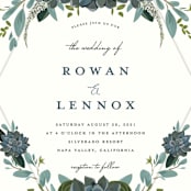 "Echeveria" - Wedding Invitations in Prussian Blue by Susan Moyal - Close-Up