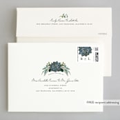 "Echeveria" - Wedding Invitations in Prussian Blue by Susan Moyal - FREE Recipient Addressing