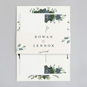 "Echeveria" - Wedding Invitations in Prussian Blue by Susan Moyal - Assembled