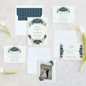 "Echeveria" - Wedding Invitations in Prussian Blue by Susan Moyal - Invitation Suite