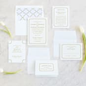 "Luxe Border" - Wedding Invitations in Gold by Sarah Brown - Invitation Suite