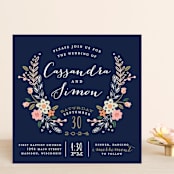 "Wildflower Crest" - Wedding Invitations in Navy by Alethea and Ruth - Front