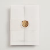 "New Blossoms" - Wedding Invitations in Peach by Olivia Raufman - Assembled with Vellum Wrap and Wax Seal