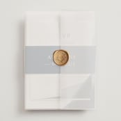 "Trio" - Wedding Invitations in Ocean by Erin L. Wilson - Vellum Wrap with Wax Seal
