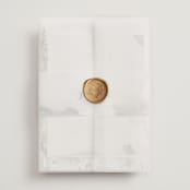 "Grand Escape" - Wedding Invitations in Stone by Petra Kern - Assembled with Vellum Wrap and Wax Seal