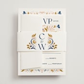 "modern folk" - Wedding Invitations in Blush by GeekInk Design - Assembled with Belly Band