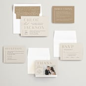 "Left Stack" - Wedding Invitations in Vanilla by Alethea and Ruth - Invitation Suite