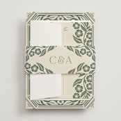 "Floral Diamond" - Wedding Invitations in Eucalyptus by Katharine Watson - Assembled with Belly Band
