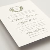 "watercolor flowers crest" - Wedding Invitations in Moss by Cass Loh - Detail