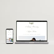 "watercolor flowers crest" - Wedding Invitations in Moss by Cass Loh - FREE Wedding Website