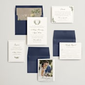 "watercolor flowers crest" - Wedding Invitations in Moss by Cass Loh - Invitation Suite
