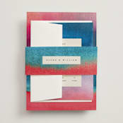 "At Dusk" - Wedding Invitations in Sunset by Sumak Studio - Assembled with Belly Band