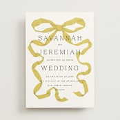 "Antique Ribbon" - Wedding Invitations in Citrine by Olivia Kanaley Inman - Front
