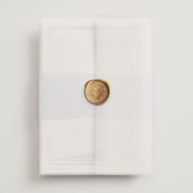 "Dotted Classic" - Wedding Invitations in Hydrangea by Carolyn MacLaren - Assembled with Vellum Wrap and Wax Seal