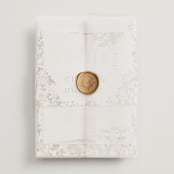 "We Walk Together" - Wedding Invitations in Evergreen by Petra Kern - Assembled with Vellum Wrap and Wax Seal