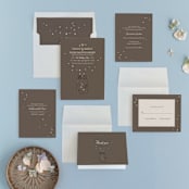"Fireflies" - Wedding Invitations in Zuni Brown by Paige Rothhaar - Invitation Suite