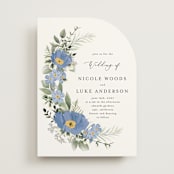 "Botanical Swag" - Wedding Invitations in Periwinkle by Susan Moyal - Front