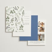 "Botanical Swag" - Wedding Invitations in Periwinkle by Susan Moyal - Back of Card Options