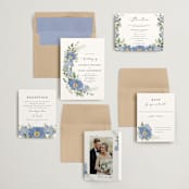 "Botanical Swag" - Wedding Invitations in Periwinkle by Susan Moyal - Invitation Suite