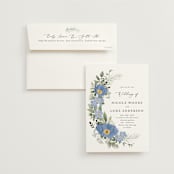 "Botanical Swag" - Wedding Invitations in Periwinkle by Susan Moyal - Invitation with Envelope