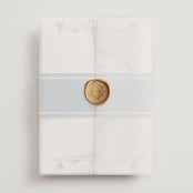 "AKARI" - Wedding Invitations in Wave by Melanie Kosuge - Assembled with Vellum Wrap and Wax Seal