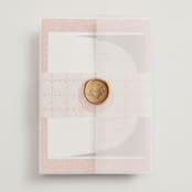 "Japanese Fabric" - Wedding Invitations in Persimmon by Becky Nimoy - Assembled with Vellum Wrap and Wax Seal