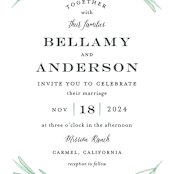 "Painted Leaves" - Wedding Invitations in Evergreen by Olivia Raufman - Close-Up