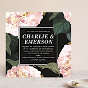 "Peonie Party" - Wedding Invitations in Noir by Baumbirdy - Front
