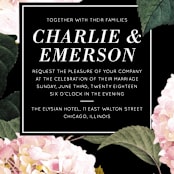 "Peonie Party" - Wedding Invitations in Noir by Baumbirdy - Close-Up