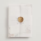 "Boho Chic" - Wedding Invitations in Moonstone by Cass Loh - Assembled with Vellum Wrap and Wax Seal